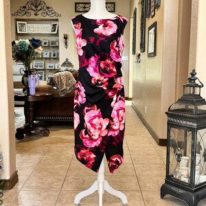 SLNY*Asymmetrical A-Line Midi Floral Print Dress*NWT